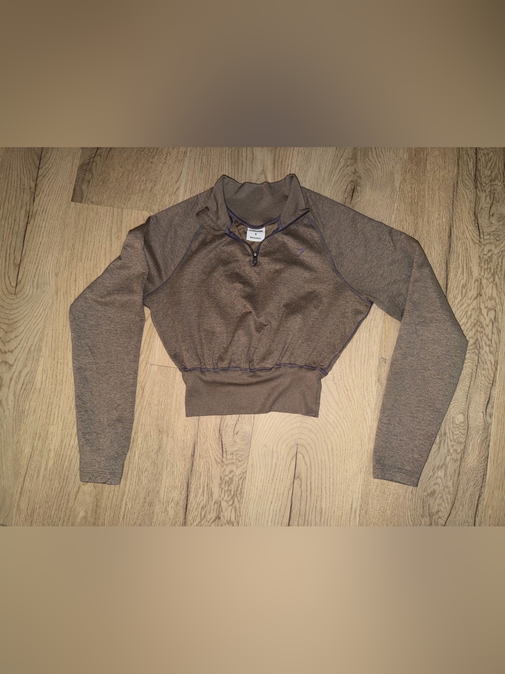 Gymshark Brown Cropped Half-Zip Long Sleeve Top - Size S